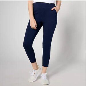 Denim & Co. Active Pants Crop Leg sz XL Duo Stretch Blue A640904